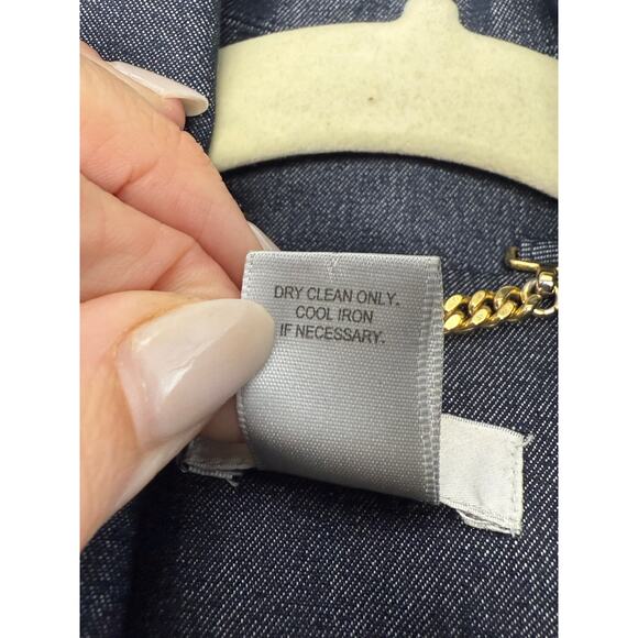 Caché Denim Trench Coat Women’s Small Y2K Glam Parisian Old Money - Picture 11 of 11